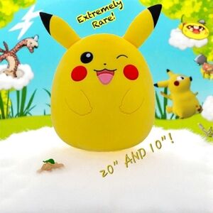 Two Winking Pikachus - 20” & 10” By Squishmallows Jumbo & Medium Plushes - New